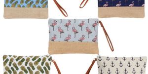 Toiletry Jute - Tote Bag with Handle Zipper Closure - KJP - 014