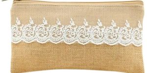 White Lace Jute Personal Care Pouch - KJP - 009