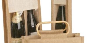 Wine Bottle Great Gift Jute - Tote Bag with PVC Window - KWC - 013