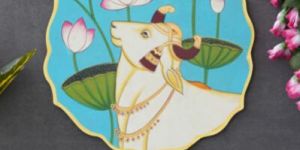 30cm Handmade Pichwai Wooden Wall Painting