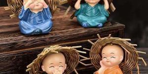 6cm Polyresin Handcrafted 4 Baby Monk Showpiece