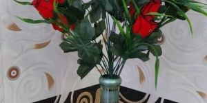 6 Inch Silver Green Glass Flower Pot