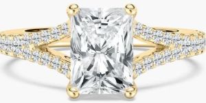 Radiant And Round Diamond Tinsel Engagement Ring