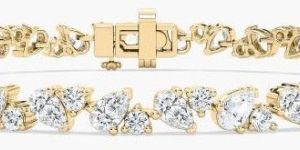 Round and Pear Diamond Alternating Fashion Womens Bracelet