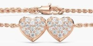 Round Diamond Double Heart Lamira Womens Chain Bracelets