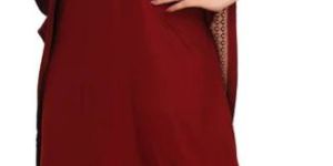 Women Maroon Embroidered Farasha Kaftan