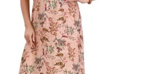 Women Peach Cotton Half Sleeve Nightgown