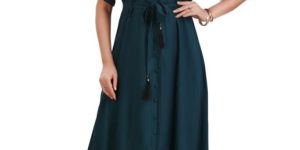 Women Plain Solid Rayon Flare Midi Dress