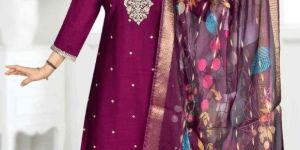 Ladies Wine Pant Cotton Suit