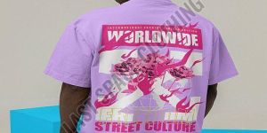 Mens Lavender Premium Quality Worldwide Print Oversized T-Shirt