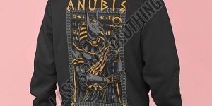 Mens Premium Quality Black Anubis Printed Fleece Hoodie