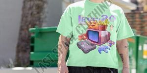 Mens Premium Quality Green Power Game Printed Oversized T-Shirt