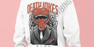 Mens Premium Quality White Death Jokes Printed Fleece Hoodie