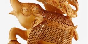 14 Inch Under Cutting Wooden Elephant Statue