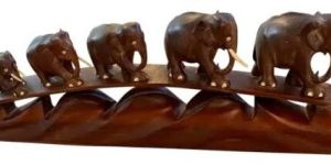 15 Inch Red Wood Elephant Statue