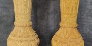 6 Inch Wooden Hand Carved Flower Pots