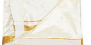 Mens White Pure Silk Velcro Dhoti