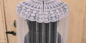 Ladies White Net Party Wear Poncho