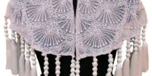 Ladies White Party Wear Poncho