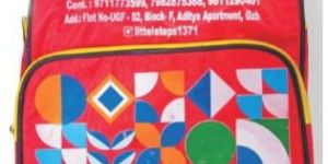 Red Polyester Printed School Bag