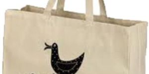White Printed Loop Handle Canvas Bags