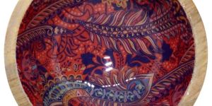 Printed Mango Wood Laminated Snack Bowls