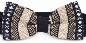 premium blue beige knitted bow tie