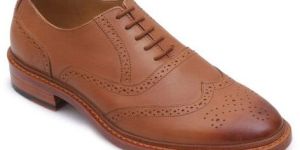 Elegant Tan Genuine Leather Brogue Shoe for Men