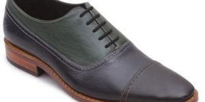 Leather Twin Shade Black Blue Oxford Shoe for Men