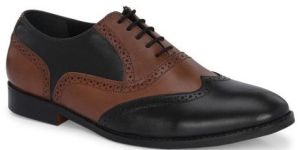 Stylish Touch with Brown Black Leather Mens Brogue Shoe