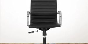 Black Mid Back Chair with Leatherite and Arms