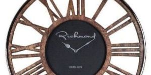 Wooden Clock With Black Metal