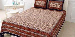Hand Block Bagru Print Cotton Bedsheets 100X108