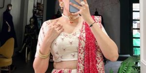 Women Sequins And Thread Embroidery Work Lehenga Choli