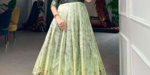 Women Tussar Silk Featuring Printed Woven Gown