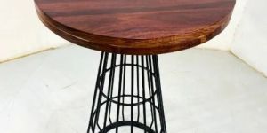 Wireframe Bar Table WITH Round Wooden Top