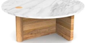 Zag Marble Table Top WITH Wooden Legs Coffee Table
