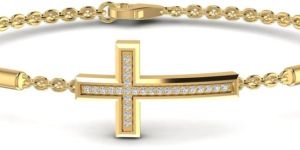 Cross Religious Round Diamond Adjustable Bracelet