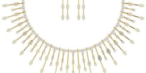 Round Diamond Designer Womens Necklace With Earrings