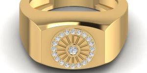 0.18CT Sun Signet Mens Diamond Ring
