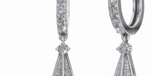 Women Modern Angular Diamond Drop Earrings