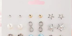 Set OF 12 Gold and Silver Contemporary Studs Earrings Combo