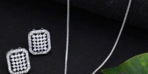 Silver-Plated White AD-Studded Jewellery Set