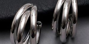 Silver-Toned Classic Half Hoop Earrings for Women