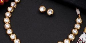 Traditional Gold Plated Polki Kundan Necklace Set
