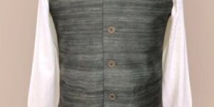Silk Textured Green Men Nehru Jacket