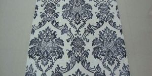 Navy Blue And White Handmade Printed Carpet