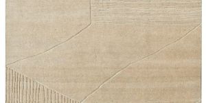 Rectangular Beige Hand Knotted Wool Rug