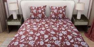 Printed Flower Design Bedsheet With Pillow Covers