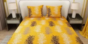 Printed Leaf Design Bedsheet With Pillow Covers
